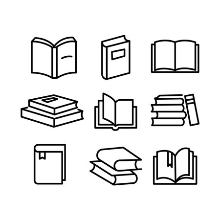 Book Icons Set, Book Icons Set on Isolated White Backgroundのイラスト素材