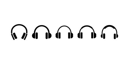 Headphones icons set. Customer service. Customer support. Design element suitable for website, print design or app. Vector illustration. Vector Graphic. EPS 10のイラスト素材