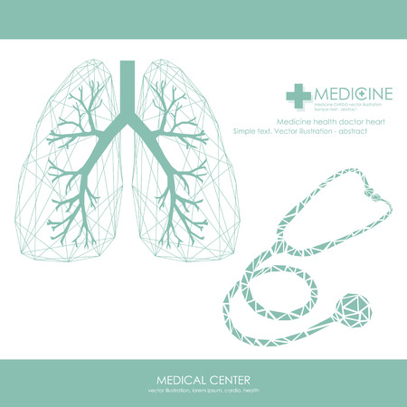 Human heart and lungs icon. Phonendoscope. Vector illustration.のイラスト素材