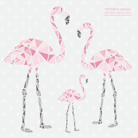 Vector pink flamingo images icons.のイラスト素材