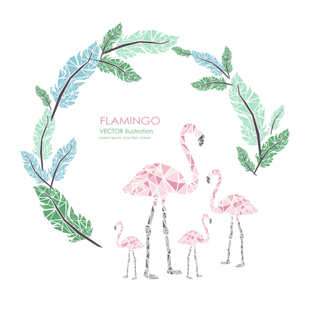 Vector pink flamingo images icons.のイラスト素材
