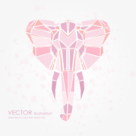 Stylized front view elephant head. Elephant face logo Vector illustration.のイラスト素材