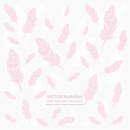 Vector Set of Stylized or Abstract Feathers and Feather Silhouettesのイラスト素材