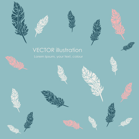 Vector Set of Stylized or Abstract Feathers and Feather Silhouettesのイラスト素材