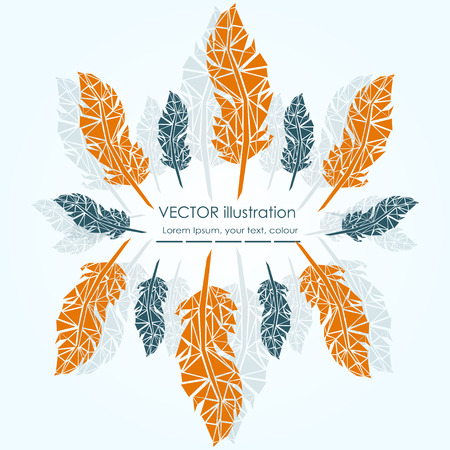 Vector Set of Stylized or Abstract Feathers and Feather Silhouettesのイラスト素材
