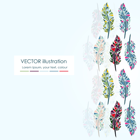 Vector Set of Stylized or Abstract Feathers and Feather Silhouettesのイラスト素材