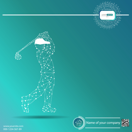 Golf player, abstract geometric vector silhouette of points and lines. Vector illustration. Technologyのイラスト素材