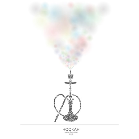 Hookah labels, badges and design elements collection. Vintage shisha. Lounge cafe emblem. Arabian bar or house, shop.のイラスト素材