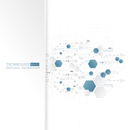 Abstract technology background with various technological elements. Vector illustration.のイラスト素材
