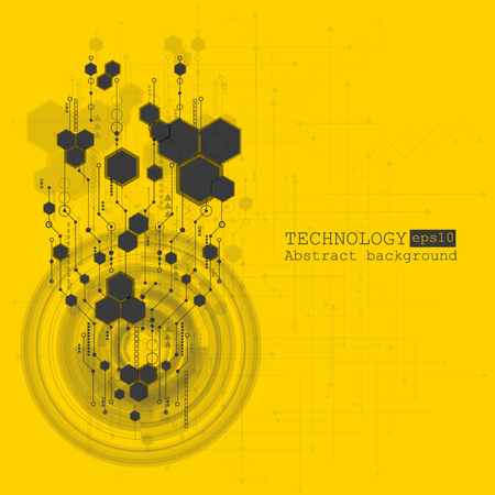 Abstract technology background with various technological elements. Vector illustration.のイラスト素材