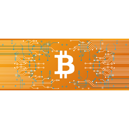 Virtual symbols of the coin bitcoin. Crypto currency. Abstract technology.のイラスト素材