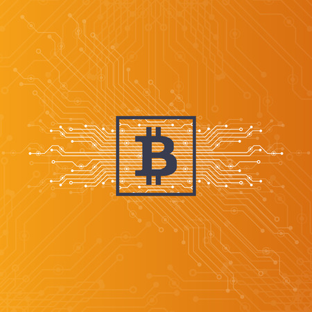 Virtual symbols of the coin bitcoin. Crypto currency. Abstract technology.のイラスト素材