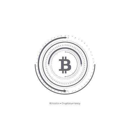 Virtual symbols of the coin bitcoin. Crypto currency. Abstract technology.のイラスト素材