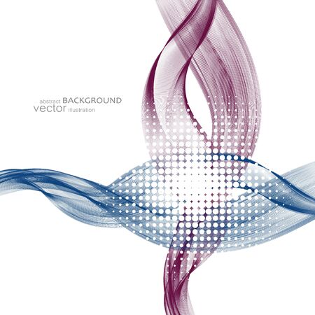 Abstract background with colorful wavy lines. Elegant wave design. Vector technology.のイラスト素材