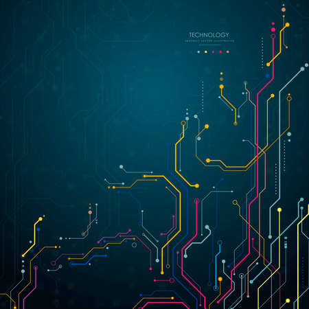 Circuit board technological processes science concept futuristic digital technology background vector illustrationのイラスト素材