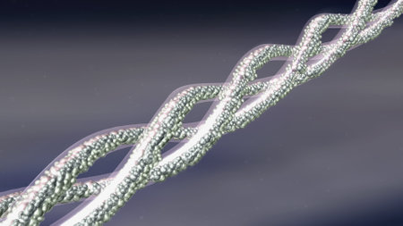 Collagen triple-helical molecule structure. 3D rendered illustration