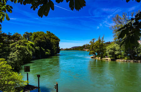 Beautiful Sunny day in Rheinfelden, Switzerland with a wonderful view of the Rhein river
