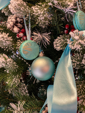 Preparations for the celebration of Christmas with evening light. Decorations on the Christmas tree. World of beautyの写真素材