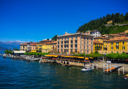 Italy, Bellagio, 07.17.2019. Fantastic views of Lake Como and the city of Bellagio on a sunny summer day.のeditorial素材
