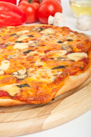 cheese pizza with ingredientsの写真素材