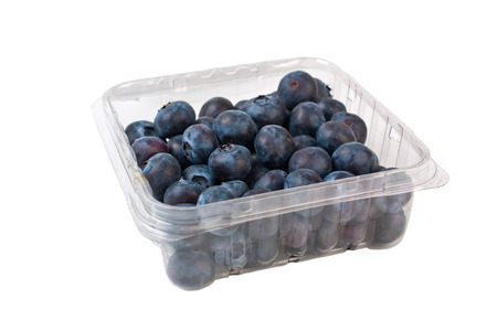 bilberries in a transparent packageの写真素材