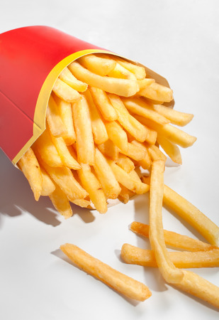 french fries in red packの写真素材