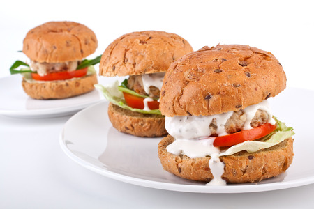 three healthy burgersの写真素材