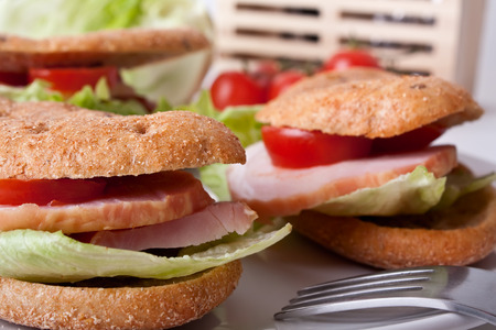 three healthy sandwichesの写真素材