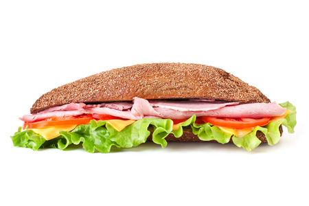 whole wheat long baguette sandwichの写真素材