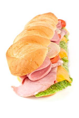 long white wheat baguette sandwichの写真素材