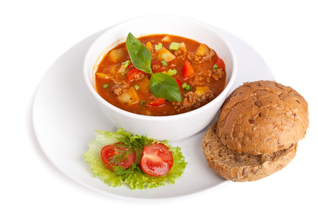 minced meat and vegetable tomato soupの写真素材