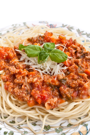 Spaghetti Bolognese with &#1057;heese and Basilの写真素材