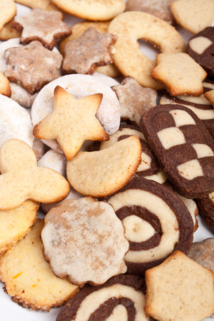 big pile of various cookies backgroundの写真素材