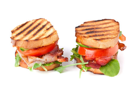 Bacon, lettuce and tomato BLT sandwichesの写真素材