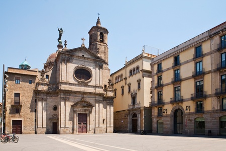 Beautiful old church in Barcelona, Spainの写真素材