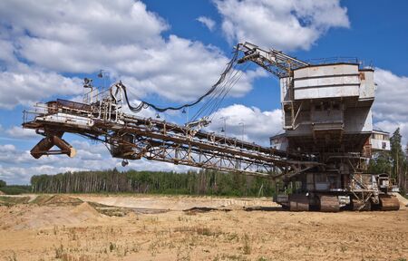 Big dredge on sandy open-cast mine against the skyのeditorial素材
