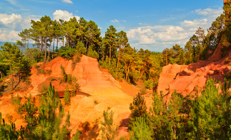 ?olored ochre mountain in Rousillon. Provence, France.