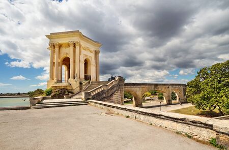 MONTPELLIER, FRANCE- JULY 8, 2014: Water tower in the end of aqueduct in Montpellier, Franceのeditorial素材