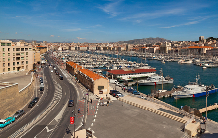 MARSEILLE, FRANCE - JULY 5: View on the old port of Marseille on July 5, 2014.のeditorial素材