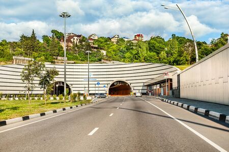 Sochi, Russia - May 31, 2015: The entrance to the tunnel on the track in Sochiのeditorial素材