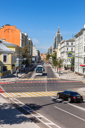 Moscow, Russia-August, 11, 2018: View of Malaya Street of the Capital. Moscowのeditorial素材