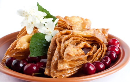 Oriental Sweets with cherries. Pahlava honeyの写真素材