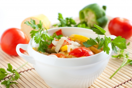 Vegetable Stew and its ingredients, closeupの写真素材