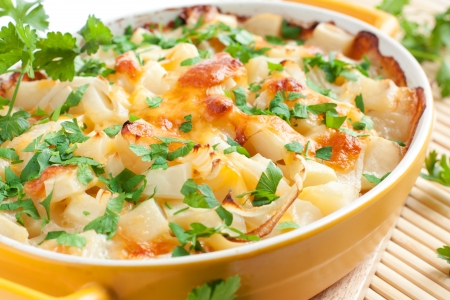 Ð otato gratin with cheese and parsleyの写真素材