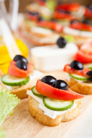 Delicious canap copy and fresh vegetables, close upの写真素材