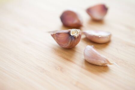 a few cloves of garlic, closeupの写真素材