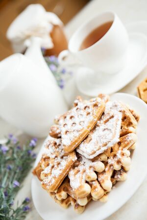 composition with cookies and a cup of tea, closeupの写真素材