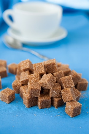 cane sugar and refined white cup, closeup foodの写真素材