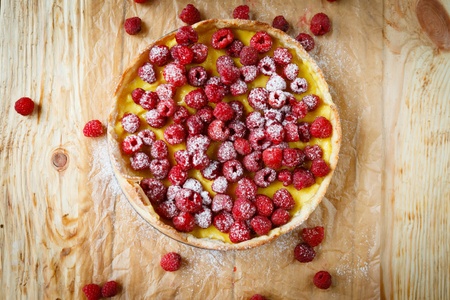 raspberry custard pie, top view, close up foodの写真素材