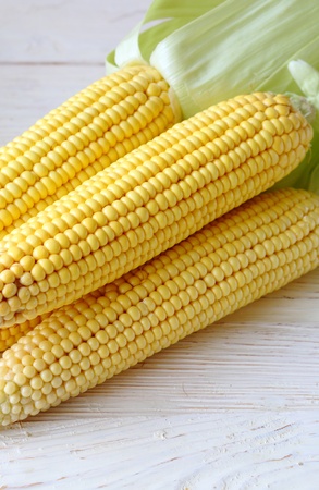 Fresh corn on the table, food close up